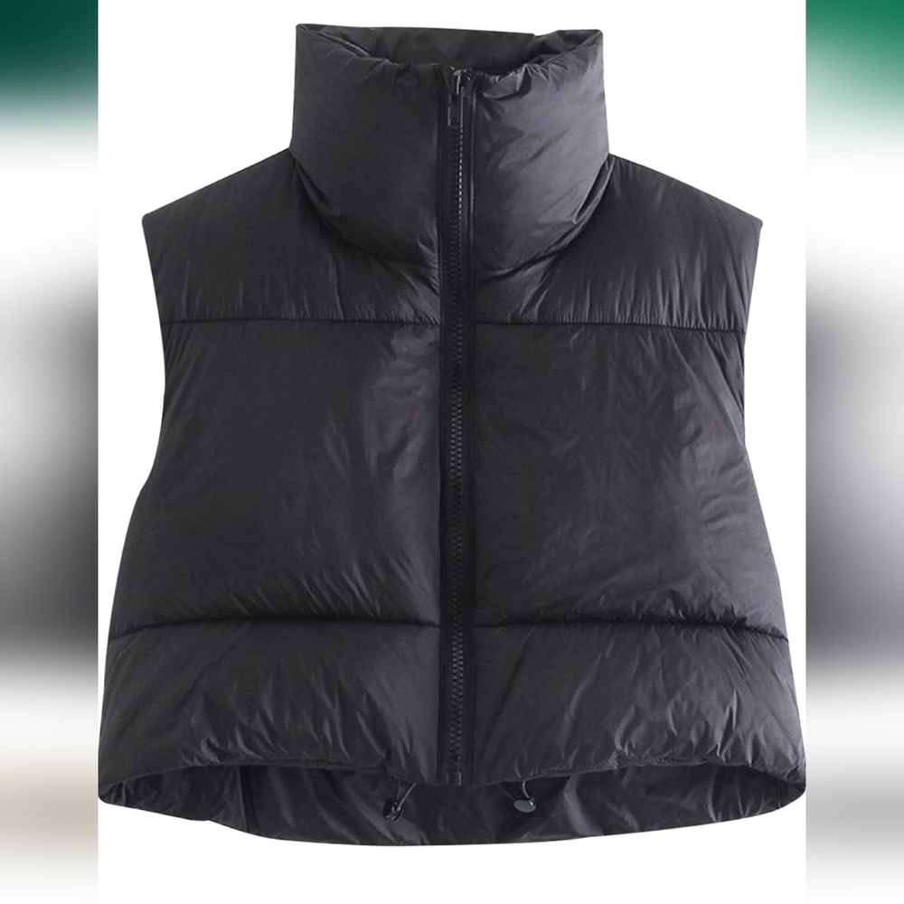 Black Cropped Down Vest